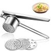 LMETJMA Nerezový lis na brambory Ruční mačkač na brambory se 3 vyměnitelnými disky Odšťavňovač na ovoce Lis na citrony KC0442
