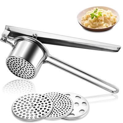Stainless Steel Potato Ricer Manual Potato Masher With 3 Interchangeable Discs Fruit Juicer Lemon Squeezer
