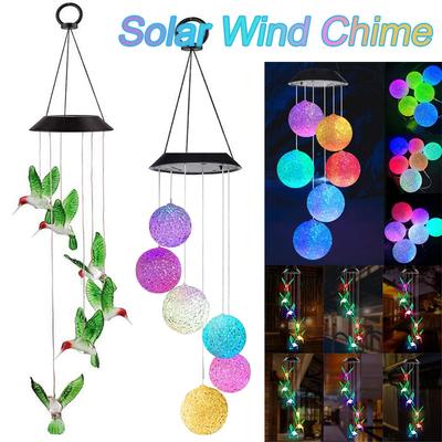LED solární větrný zvonek Butterfly Krystalový větrný zvonek Kolibřík Vodotěsné venkovní větrné zvonky měnící barvu pro zahradní dekorace