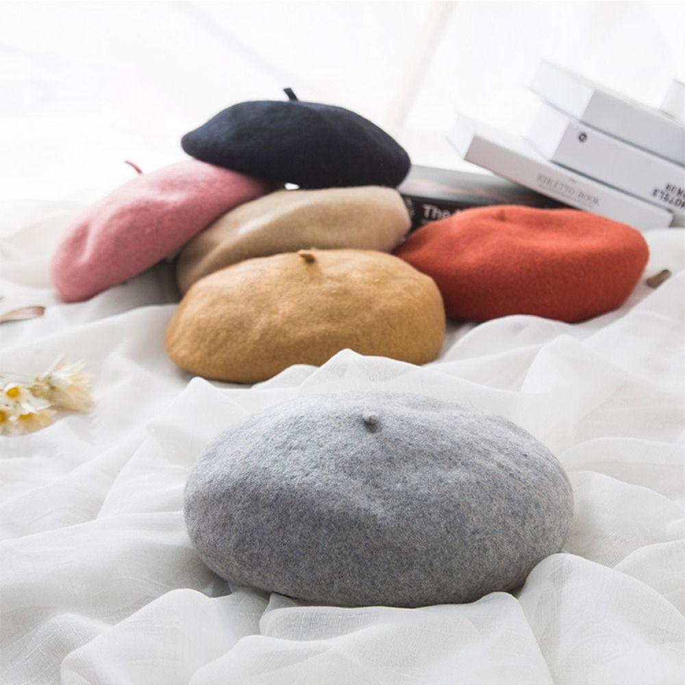 Elastic Women Wool Beret Warm British Beanie Hat Vintage Painter Cap  Winter