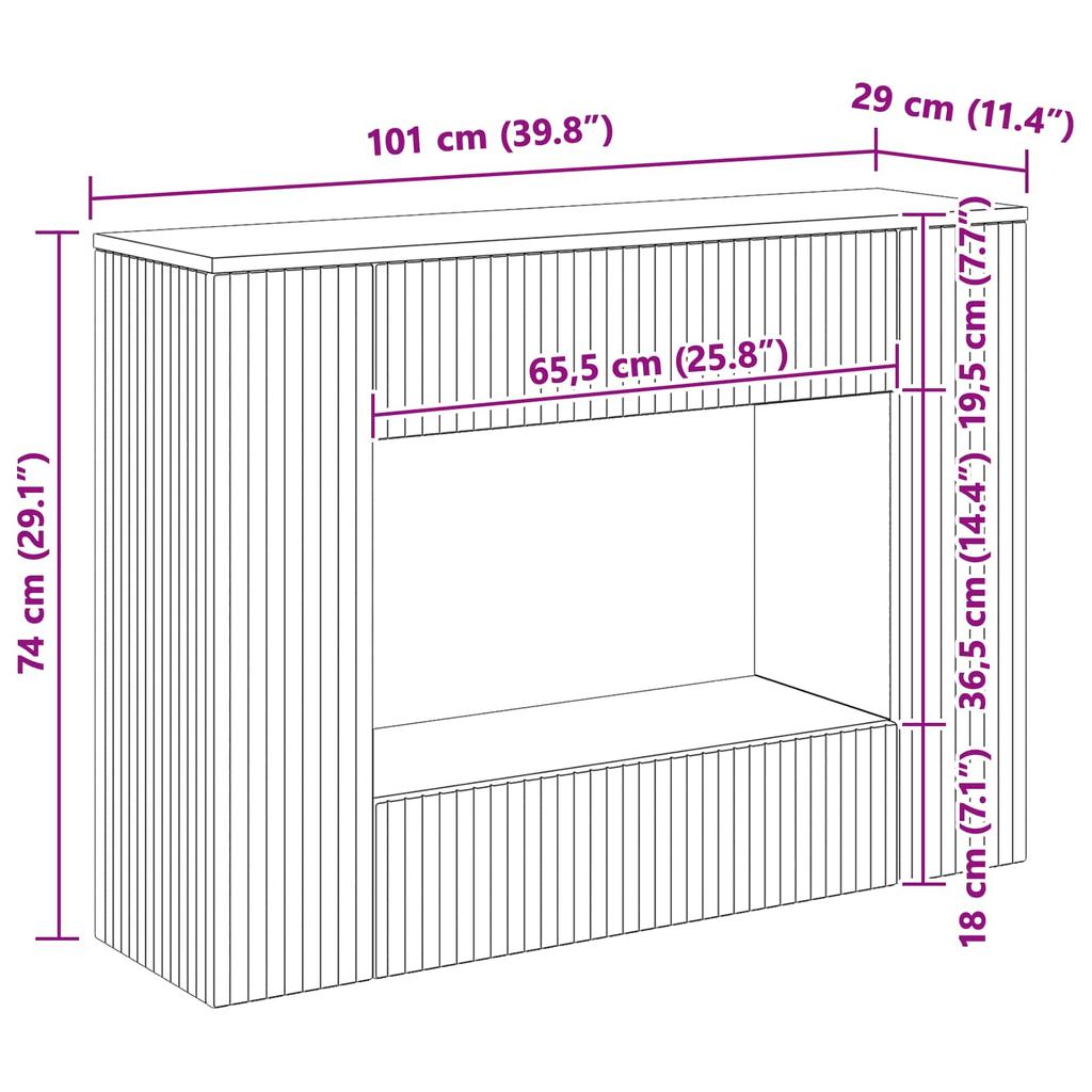 Console Table Grey Sonoma 101 X 29 X 74 Cm Particleboard
