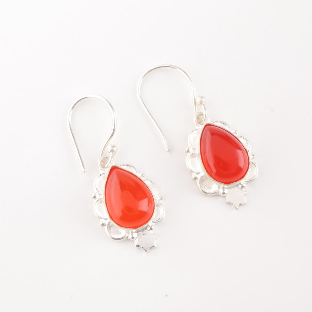 Carnelian Gemstone 925 Sterling Silver Handmade Jewelry Drop/Dangle Earrings EE-163-33