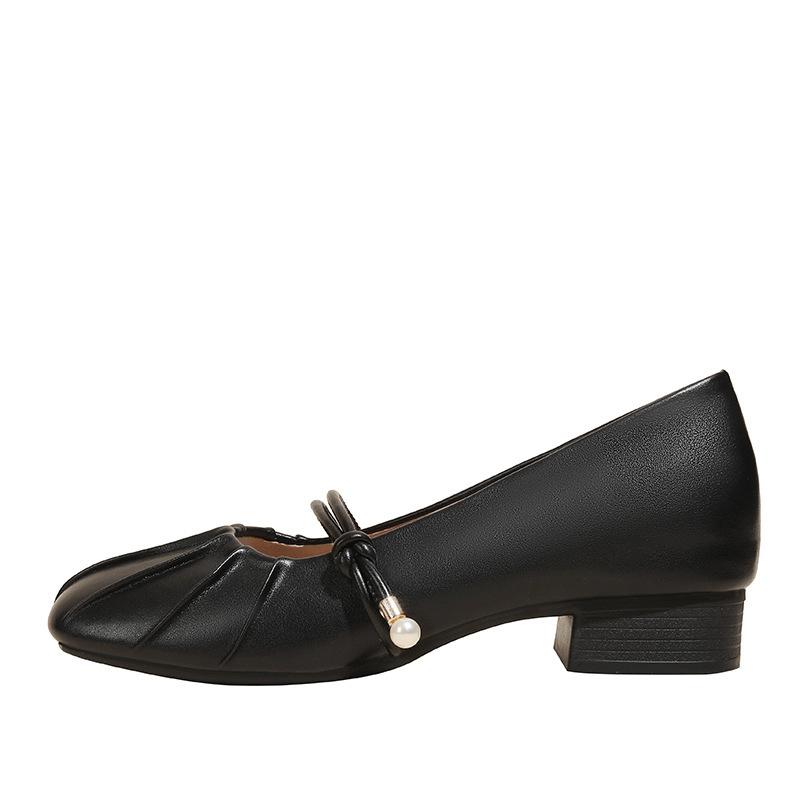 Mary Jane shoes with new autumn thick heels single shoes, women's small inner height increases by 5CM small size 3233