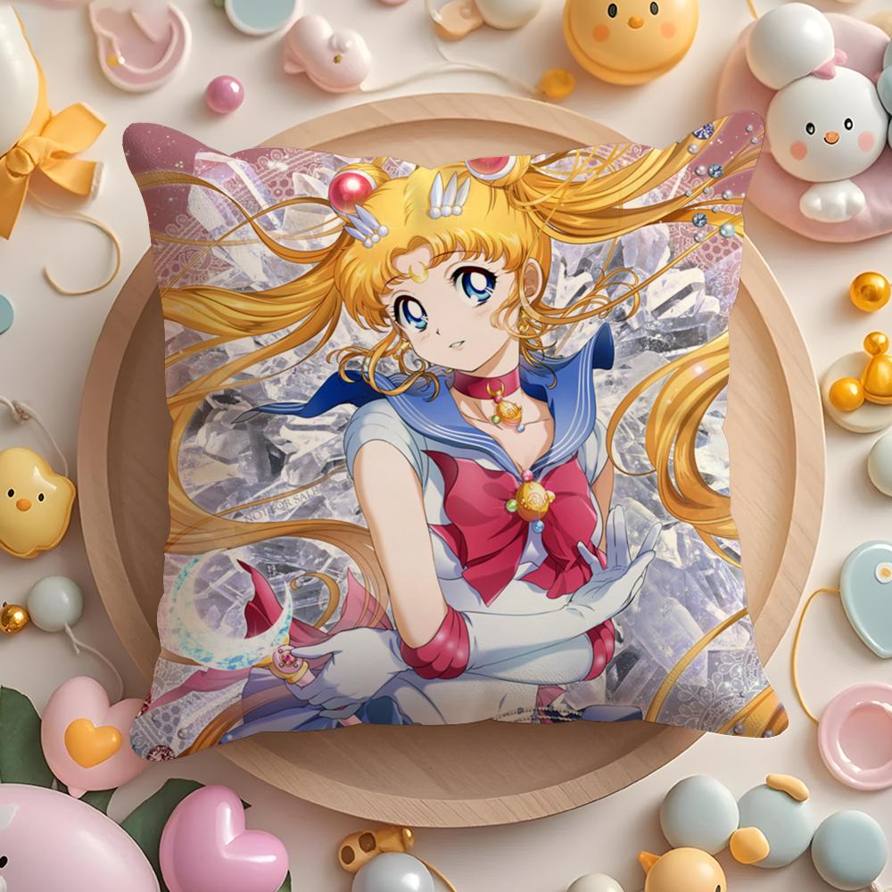 PIKPAKA SSailor MMoon Anime Cushion Cover Plush Fabric Soft DoubleSided Printed Sofa Warm Winter Home Gift Pillow Cover