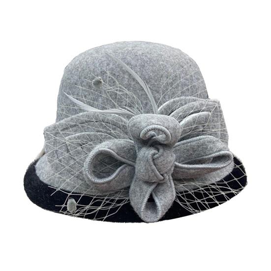 Women Winter Woolen Hat Solid Color Mesh Bowknot Decor Basin Hat Autumn Winter Outdoor Activities Travel Hat