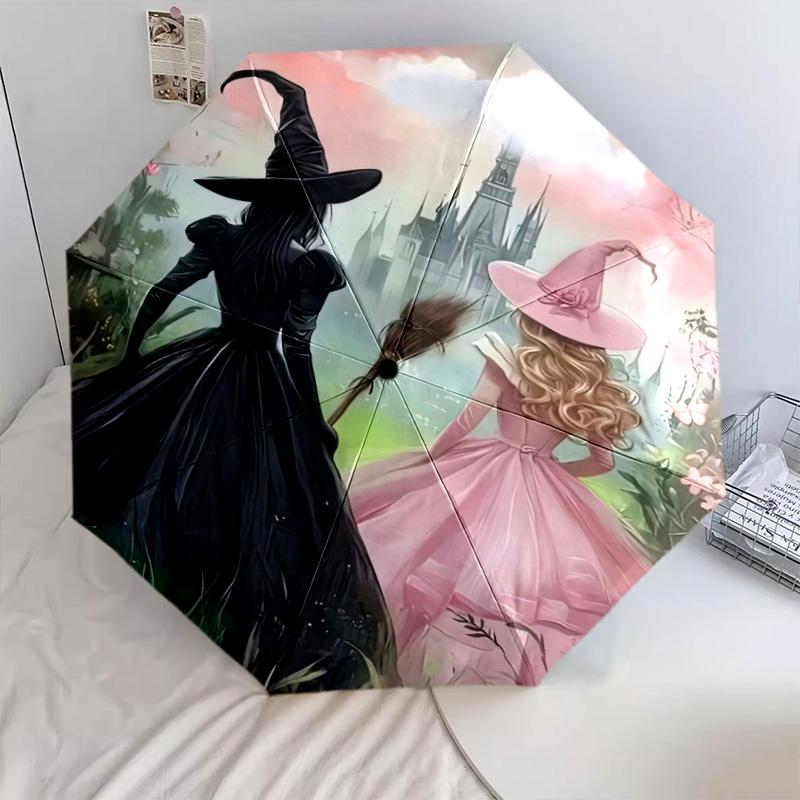 1PC Witch Princess  Automatic Umbrella - Suitable Travel Outdoor Portable Umbrella Birthday Gift Daily Essentials