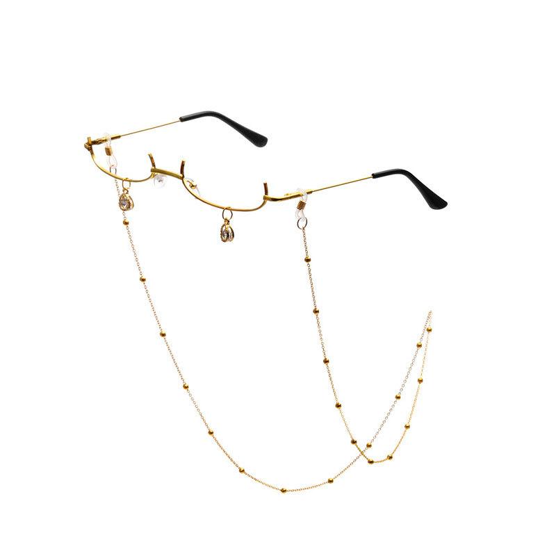 Vintage Glasses Metal Frame Half Without Lens Girls Chic Cosplay Party Decoration Lensless Metal Half Frame Glasses With Chain