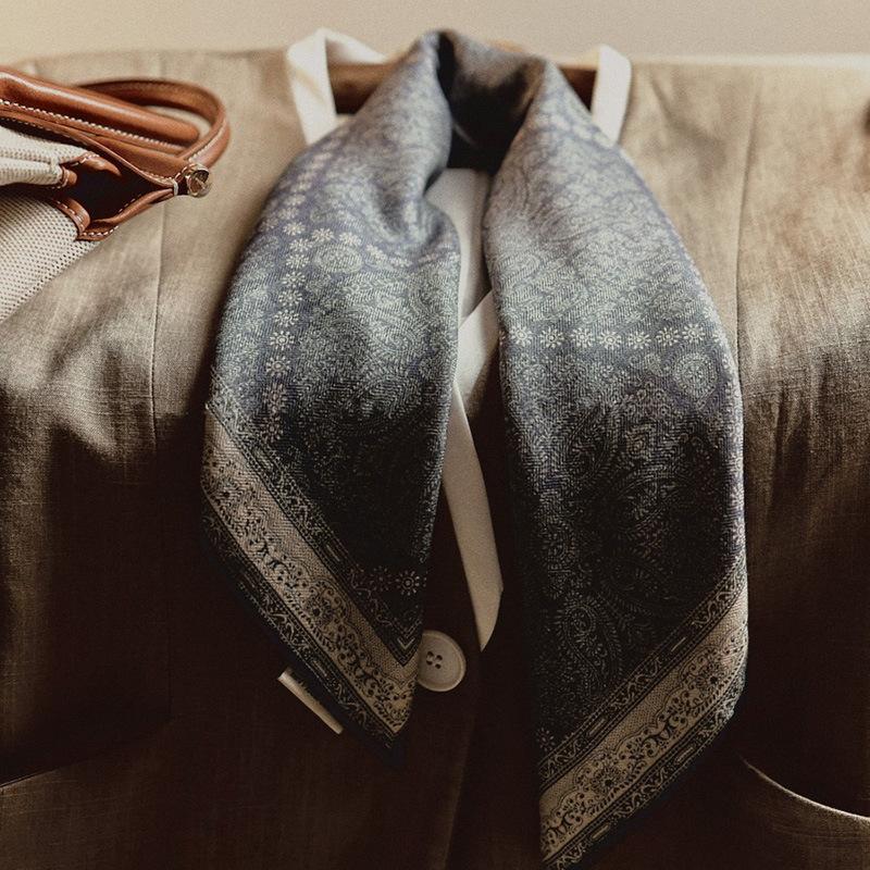 Paisley Classic 65cm Double Sided Silk Wool Silk Scarf Ladies Gift Scarf Square Scarf Premium Scarf Shawl 65*65cm