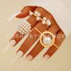 European and American design liquid lava flower opening ring ins baroque imitation pearl set gemstone ring