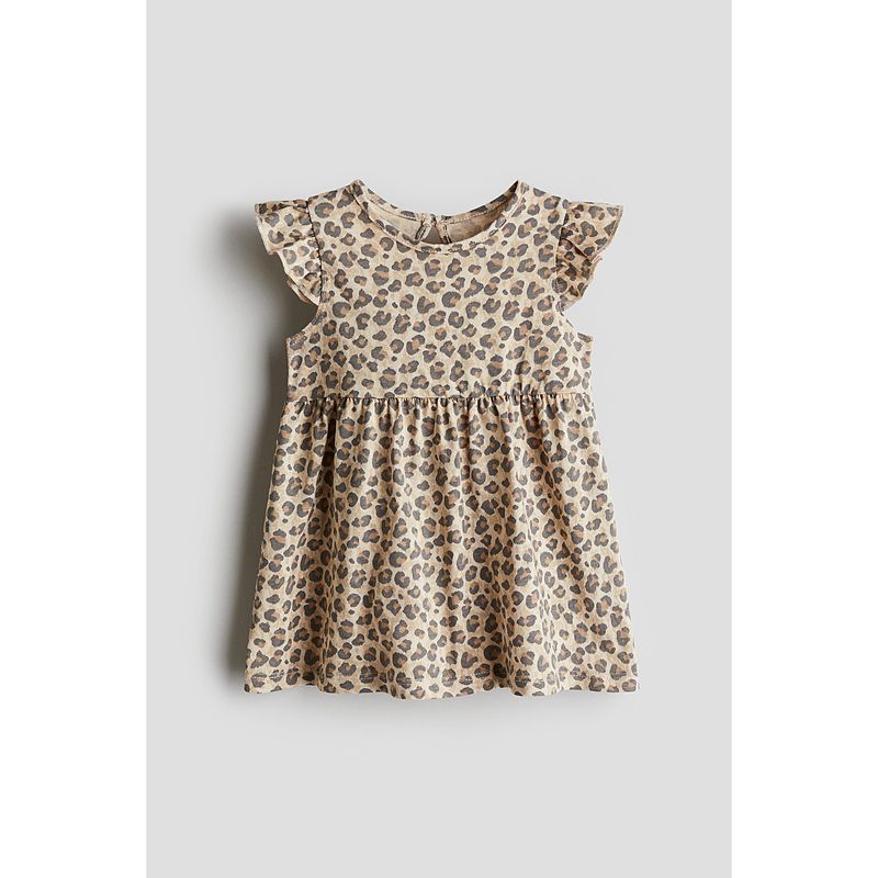 

HM Children s Clothing Baby Girl s Dress Summer Fashion Comfort Printing round Neck Flounced Sleeve Knee-Length Princess Dress 1265912 Beige/Leopard print 80/48(9-12m)