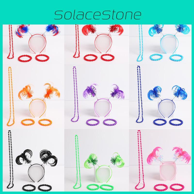 Lata 80. Akcesoria do przebrania z perukami z piór i biżuterią na imprezy świąteczne