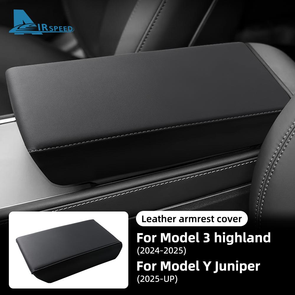 Leather Armrest Box Protective ABS Cover For Tesla Model 3 Model Y 2017-2025 Highland 2025 Juniper 2025 Arm Rest Lid Accessories