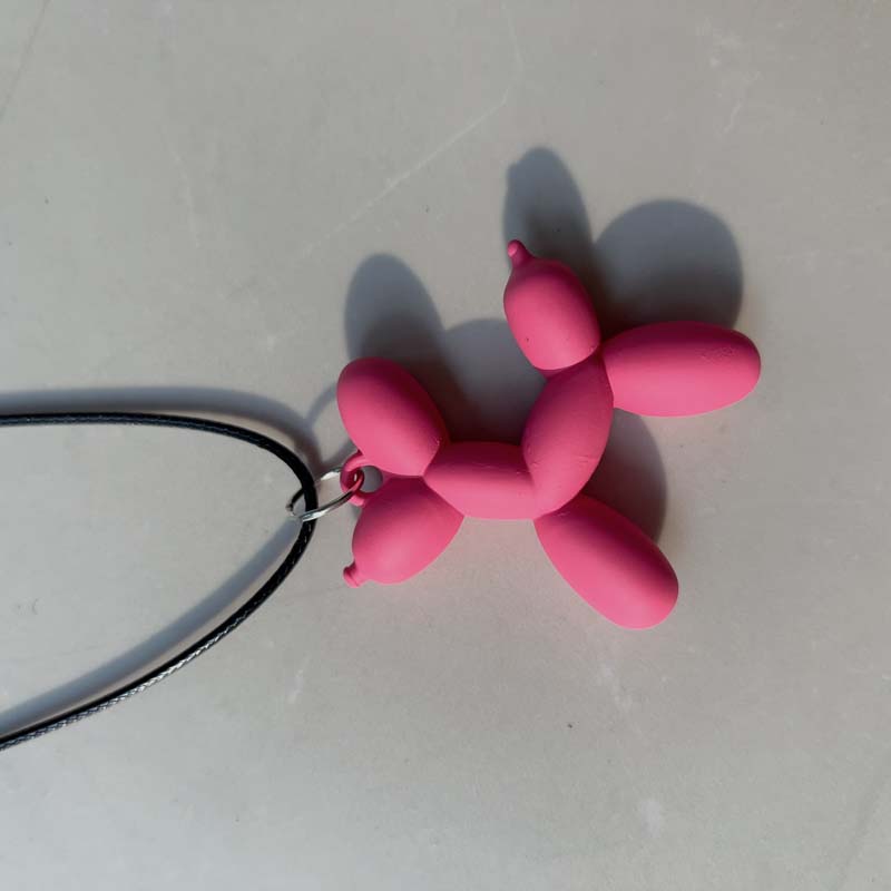 

Fashion Gold Copper Color Balloon Dog Pendant Necklaces for Women Cute Animal Black Rope Adjustable Long Sweater Chain Zircon