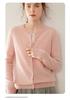 Women's Round Neck Slimming Cashmere Cardigan - Autumn/Winter 2024 Collection, Solid Color Short Jacket