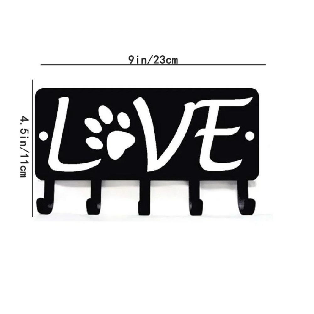 

Вешалка для ключей Love with Dog Paw #2 и органайзер для поводка для собак, настенное искусство из металла, декор для стен Love, вешалка для ключей Dog Paw, органайзер для поводка для собак красный