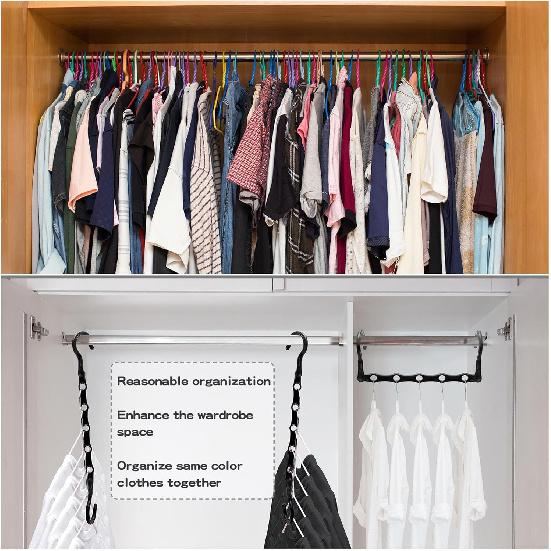 Closet Organizers and Storage,8 Pack Stronger Space Saving Hangers Clothes Hanger with 5 Holes Closet Storage for Heavy Clothes,Magic Home