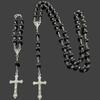Imitation Pearl Religious Jewelry Set Sweater Chain Long Cross Pendant Necklace Devotional Vintage Style Christian Bracelet
