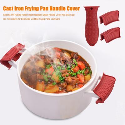 Silicone Pot Handle Holder Heat Resistant Skillet Handle Cover Non-Slip Cast Iron Pan Sleeve for Enameled Griddles Frying Pans Cookware