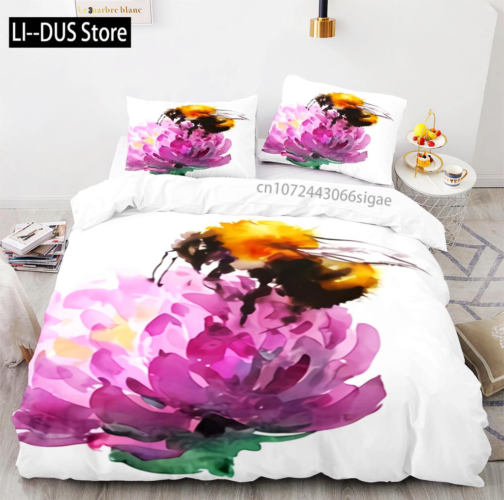 Hardworking Bee Bedding Set Single Twin Full Queen King Size Bee Bed Set Aldult Kid Bedroom Duvetcover Sets with Pillowcase