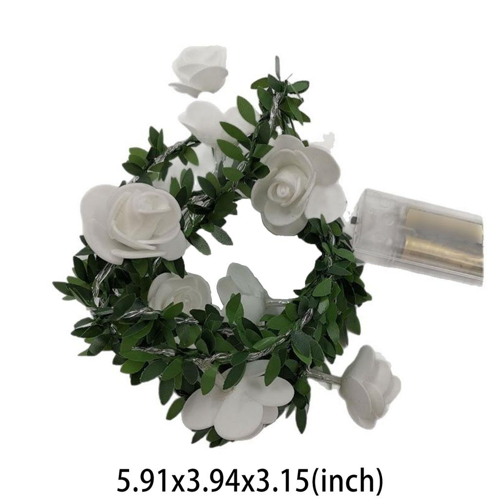 Romantic LED Rose Flower Garland String Light Simulated Wreath Decor For Valentine's Day Wedding Party DIY Ambient Lighting Gift