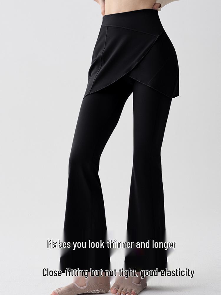 Women's Micro-Flare Yoga Skirt Pants Set for Outdoor Fitness - Autumn/Winter