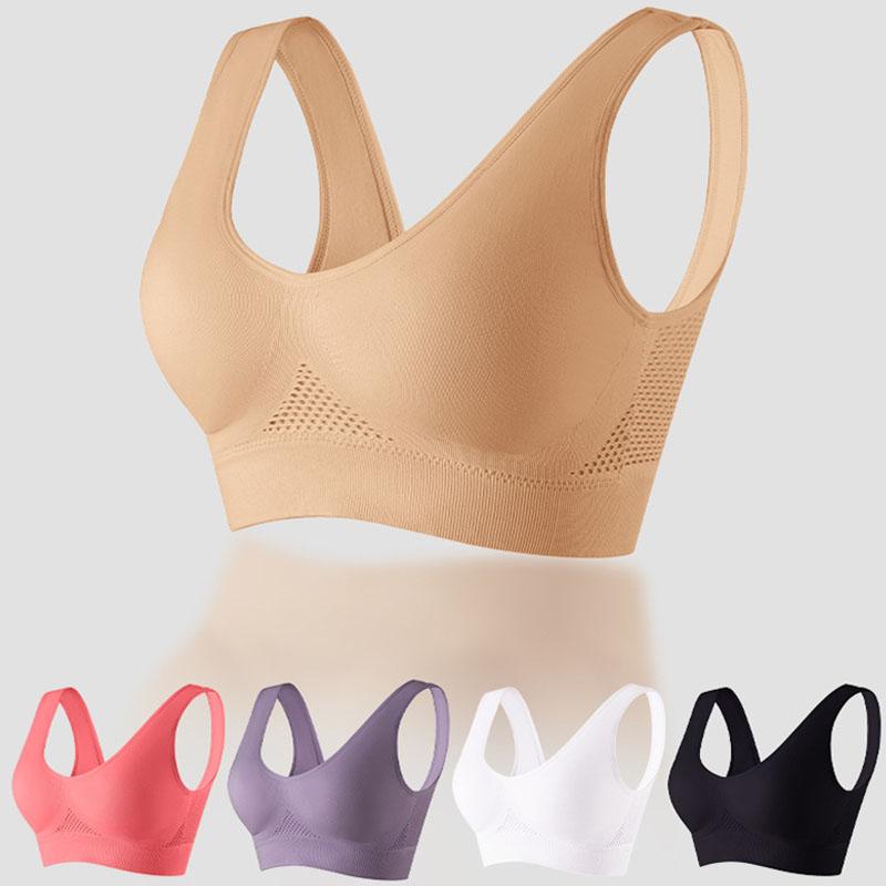 Bezszwowy biustonosz sportowy plus size dla kobiet Oddychająca siateczka Push-up z wyjmowanymi wkładkami Wygodny biustonosz w stylu kamizelki
