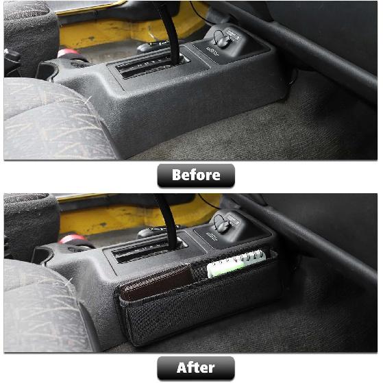 RT-TCZ Gear Shift Storage Bag Center Console Side Organizer Co-Pilot Seat Side Organizer Interior Accessories for Jeep Wrangler TJ 1997-2006