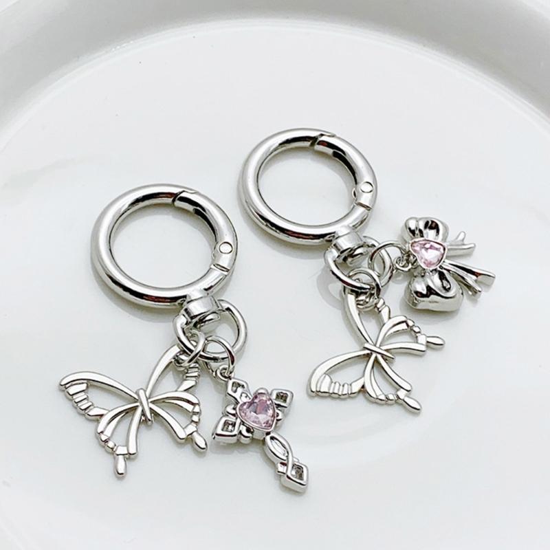 Elegant Alloy Butterfly Bows Charm Phone Charm Women's Accessory Bag Pendant Handbag Ornament Keyring for Ladies