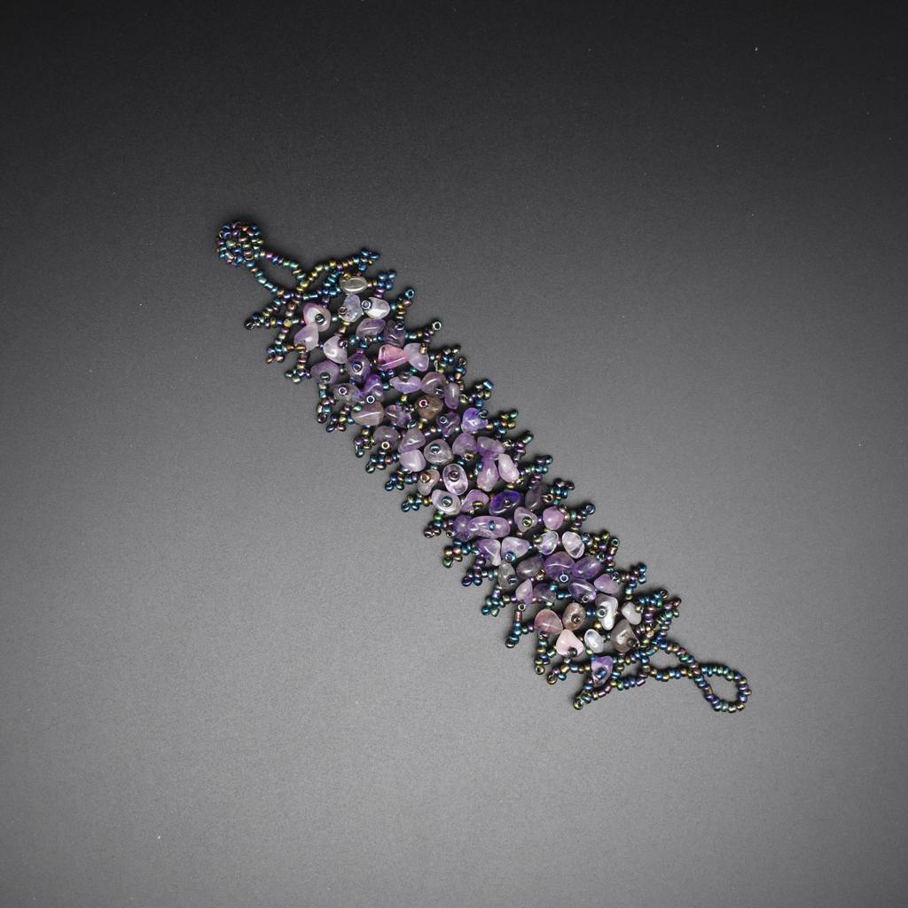 Ethnic Style Colorful Natural Stone Hollow Bracelet Handmade Bead Bohemian Hollow Rice Bead Crushed Stone Bracelet