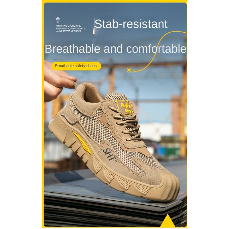 Labor Insurance Shoes Men's Steel Baotou Anti-smashing and Anti-piercing Lightweight Wear-resistant Soft-soled Breathable Work Shoes