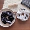 Korean Style Simple Satin Embroidery Bow Hair Band Black and White Ponytail Hair Accessories
