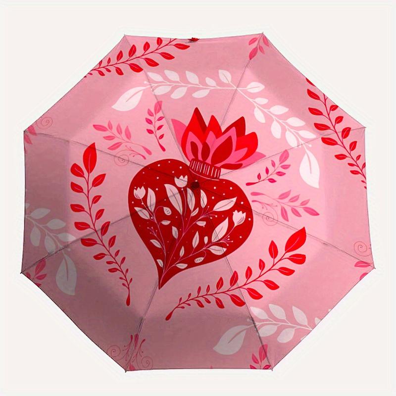 

1pc Floral Heart OrnamentAutomatic Folding Umbrella, Portable & Foldable Design with 8 Ribs, Casual Outdoor Accessory yy250804212