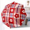 1pc Floral Checkered Automatic Folding Umbrella, 8-Rib Sturdy Canopy, Portable Travel Umbrella for Outdoor Use