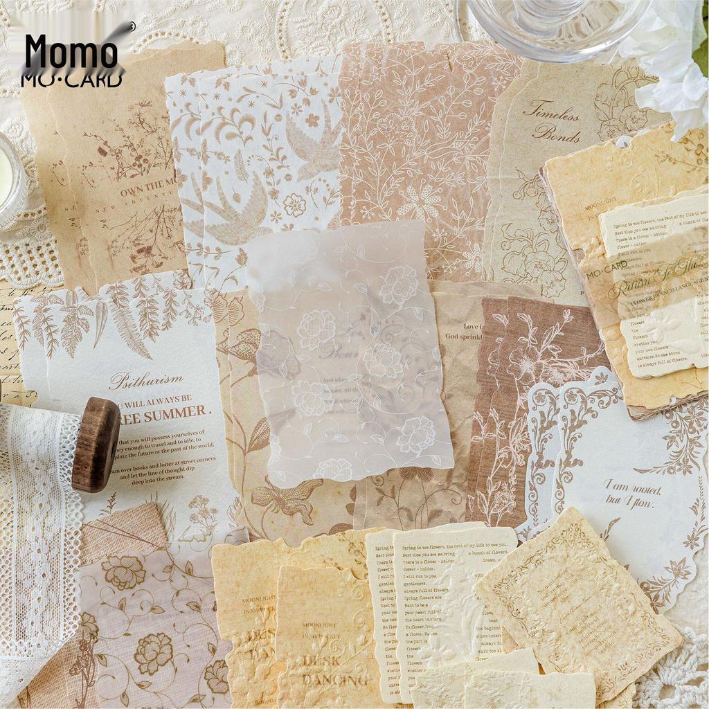 MòMò Mixed Material Letterpress Embossed Paper - Flower Branch Language Series, 30 Sheets, Scrapbooking Base Paper, 4 Styles.