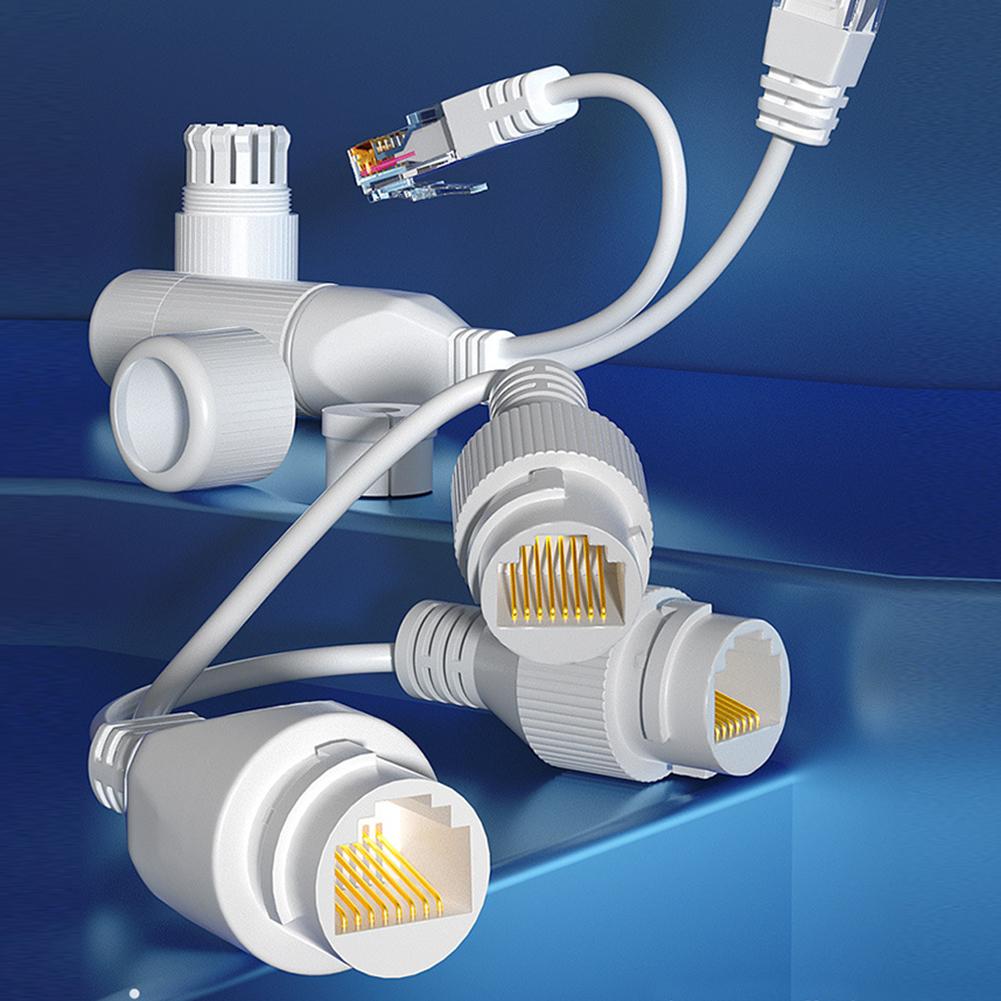 Waterproof POE Combiner Splitter Adapter POE Splitter 2-in-1 Network Cabling Connector Run 2 IP Cameras on 1 Network Cable