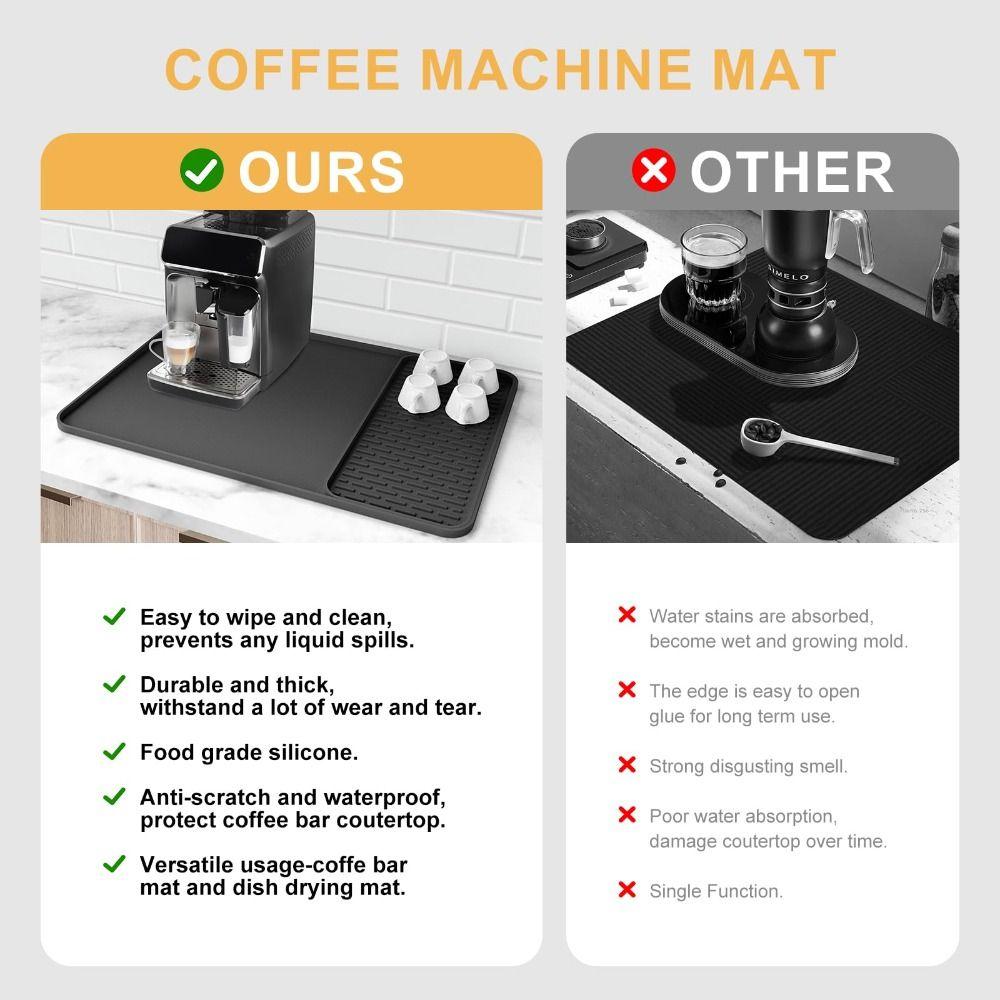 Silikon Kaffeemaschinenmatte Anti-Rutsch 24"x16" Abtropfmatte Hitzebeständig Trocknet Schnell Geschirrabtropfmatte Küchentheke