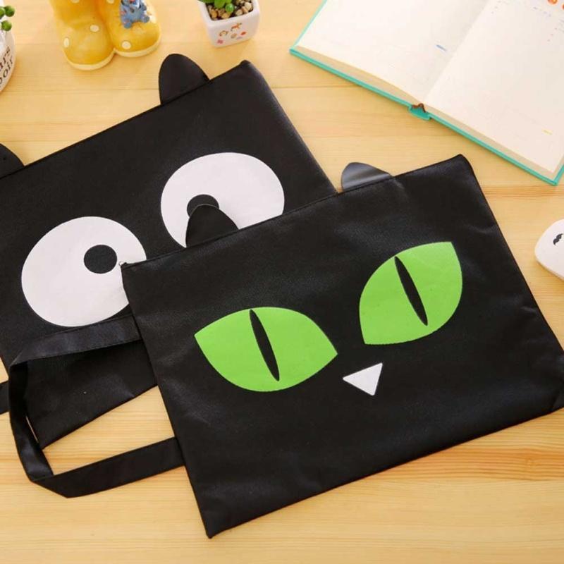 File Bag New Look Zipper A4 Cartoon Office Information Canvas Storage Creative Gifts School Students Supplies