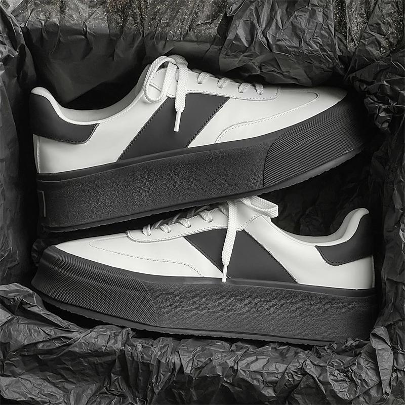 Fashion High Quality Men Casual Shoes Hot Sale Lightweight Sneakers Genuine Leather Wedding Dress Shoes Outdoor Thick Bottom Walk Shoes