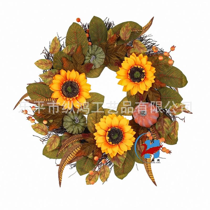 Halloween Wreath Decor With Pumpkin Berry Hanging Ornament Door Wall Hotel Mall DIY Party Decoration