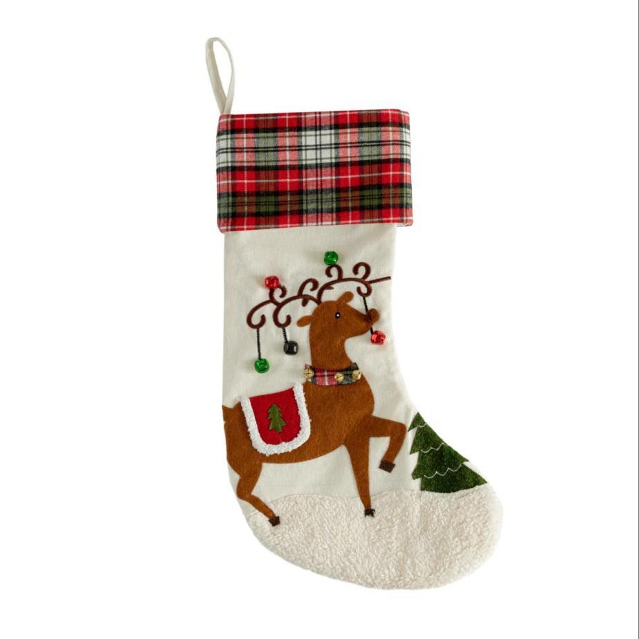 Christmas Burlap Stockings & Gift Bags with Snowman, Reindeer, and Deer Decorations