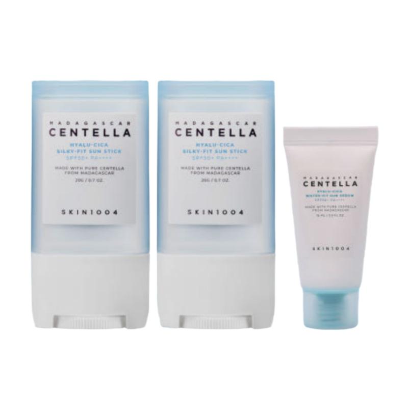 SKIN1004 Madagascar Centella Hyalu-Cica Silky Fit Sun Stick 20g×2 + Hyalu-Cica Sun Serum 15ml