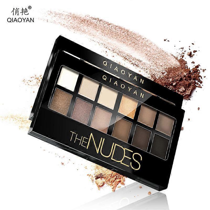 Die Nudes Lidschattenpalette Make-up, 12 pigmentierte matte Schimmer-Nuancen, Verblendbarer Puder
