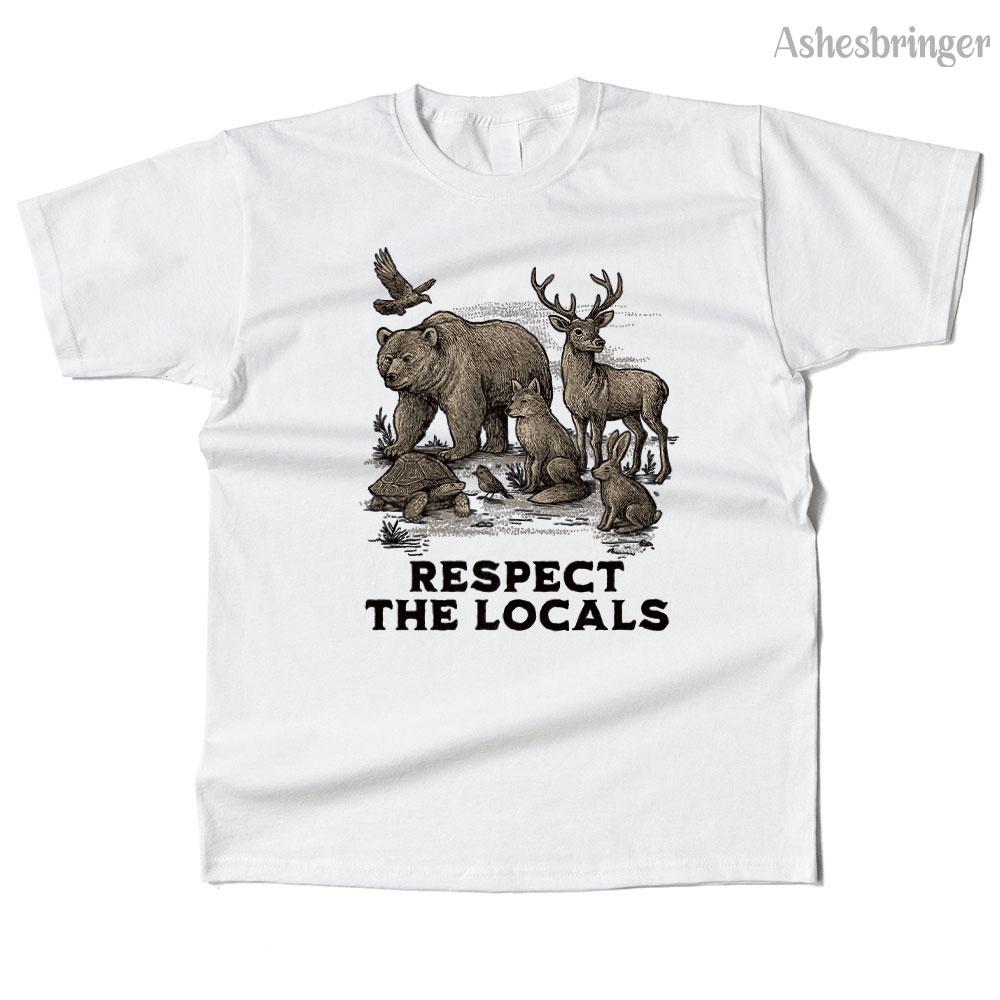 Mens Cotton Respect The Locals Graphic High Quality T Shirt Street Casual Style Tee for Men and Women