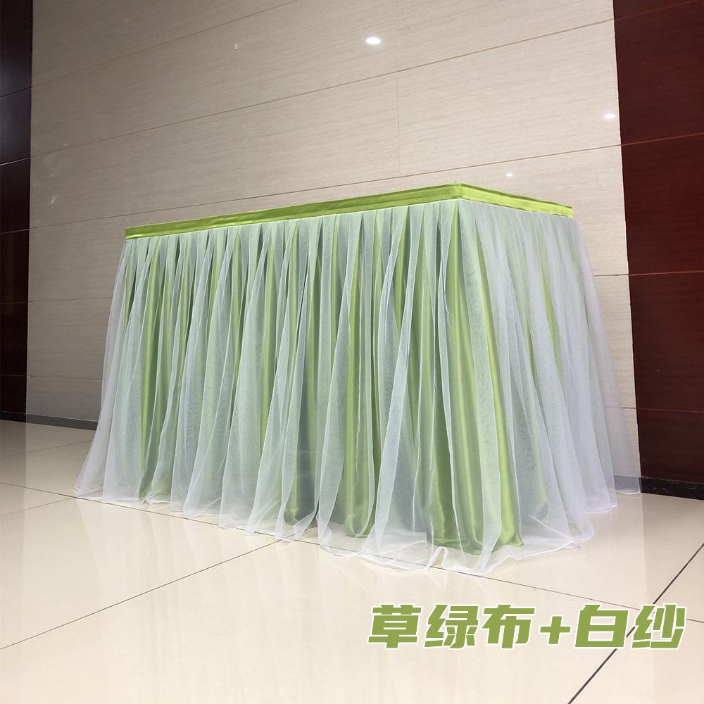 Baby Party Chiffon Gauze Bridal Veil Table Skirting Glitter Pearl Chiffon Table Skirt for Party Wedding Home Decoration Birthday