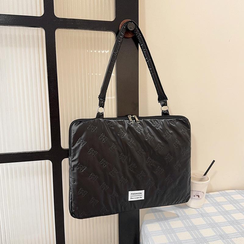 

Casual and Simple Top Handle Bag Shoulder Bag for Apple Huawei Lenovo with Inner Protective Sleeve Versatile Texture Laptop Bag чёрный