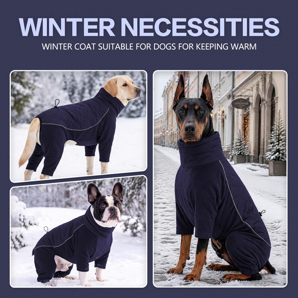 Winter Hund Overall Warmer Fleece Hundemantel Gesteppte Haustierjacke Vollbeinabdeckung Winddichte Kleidung für Kleine Mittlere Große Hunde