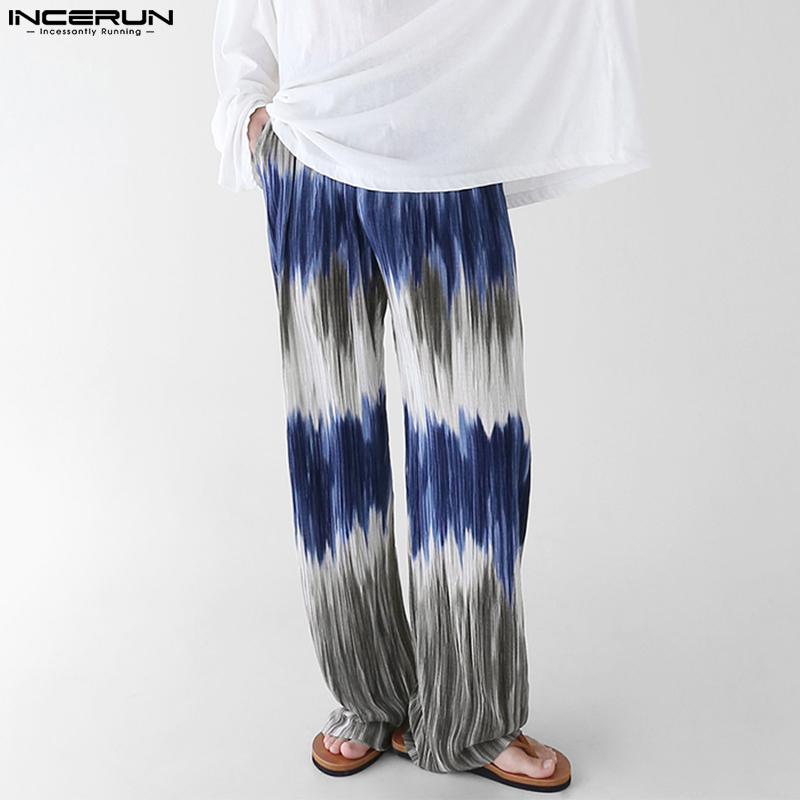 

INCERUN Мужские повседневные брюки с провисающей текстурой в полоску и градиентом