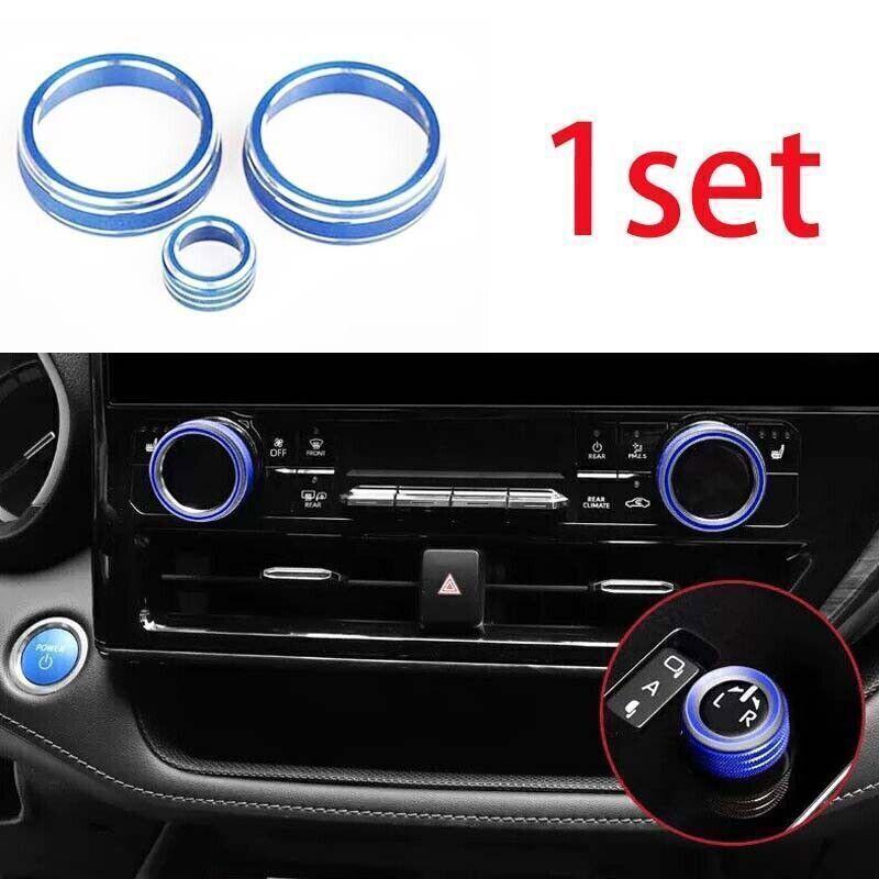 For Toyota Highlander - Aluminum Blue Center Console AC Switch Ring Trim