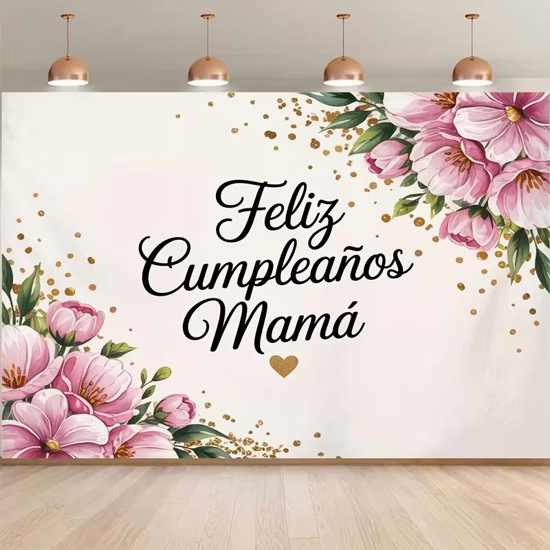 

2D Spanish Mom Birthday Backdrop, Watercolor Pink Flower Background Cloth for Mother s Birthday Photoshoot 47.2x31.5inch/120*80cm