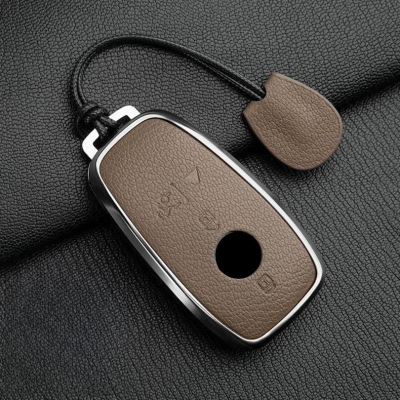Car Key Case For Mercedes Benz Gls450 Key Cover Genuine Goat Leather Shell Buckle Bag; Gls480 Gls600